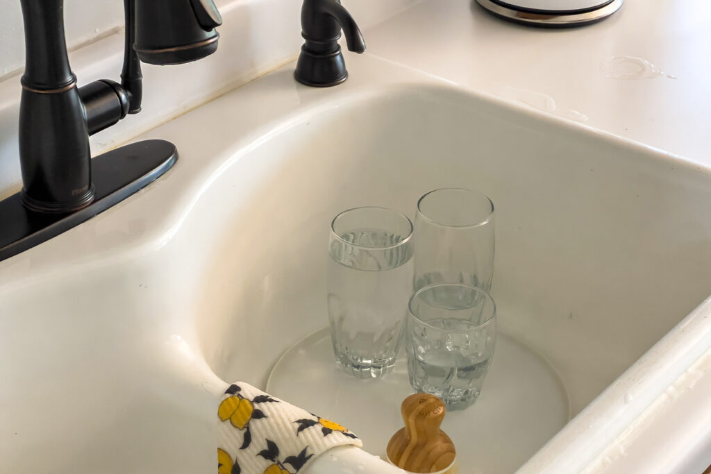 dishes in the sink