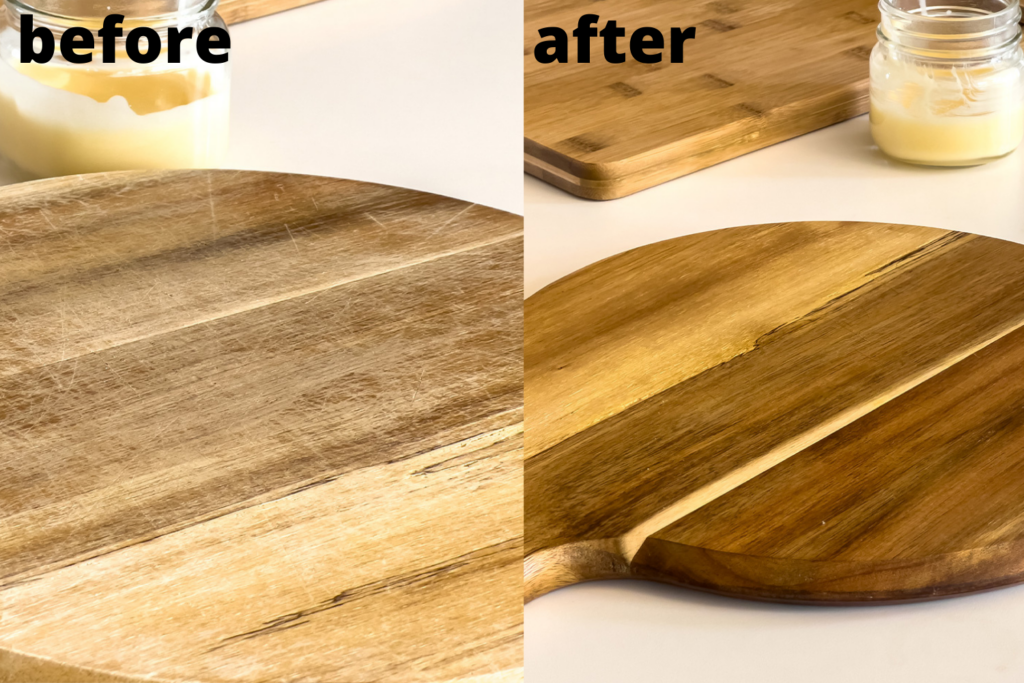 organic cutting board finish before and after