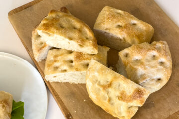 sliced and baked sourdough focaccia