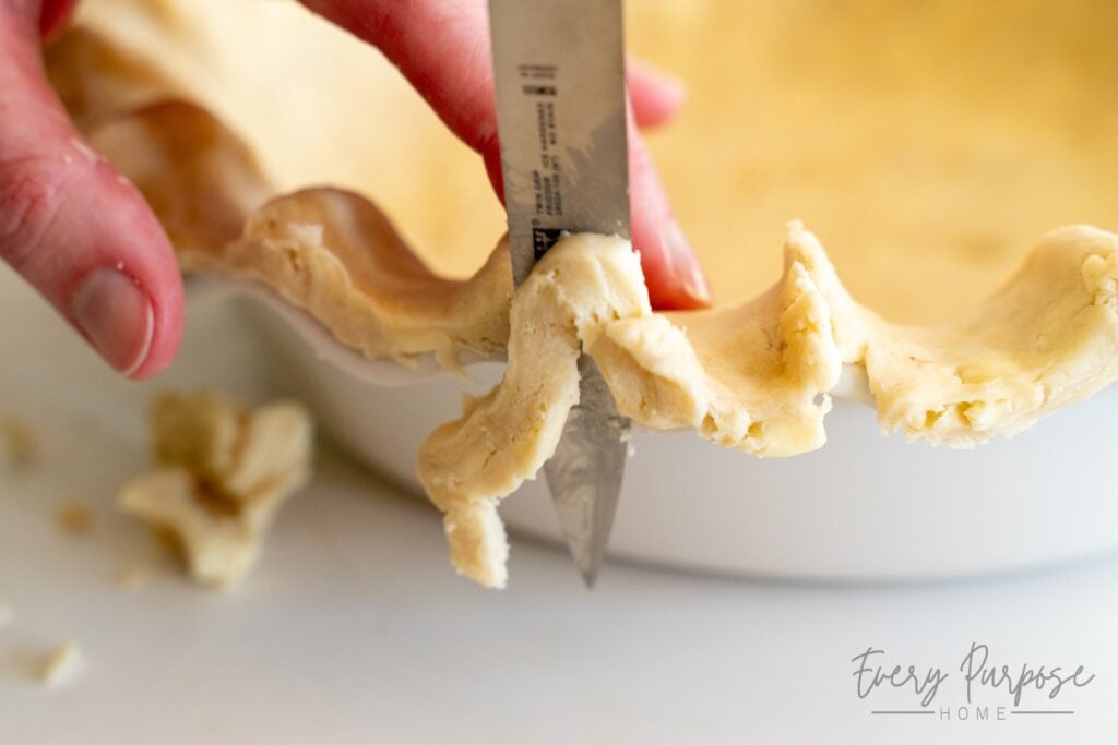trimming excess off sourdough pie crust