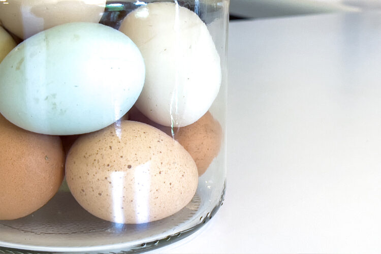 a mason jar full of farm-fresh eggs