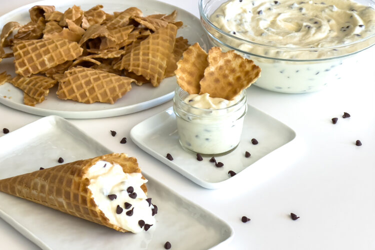easy cannoli dip, served 3 different ways