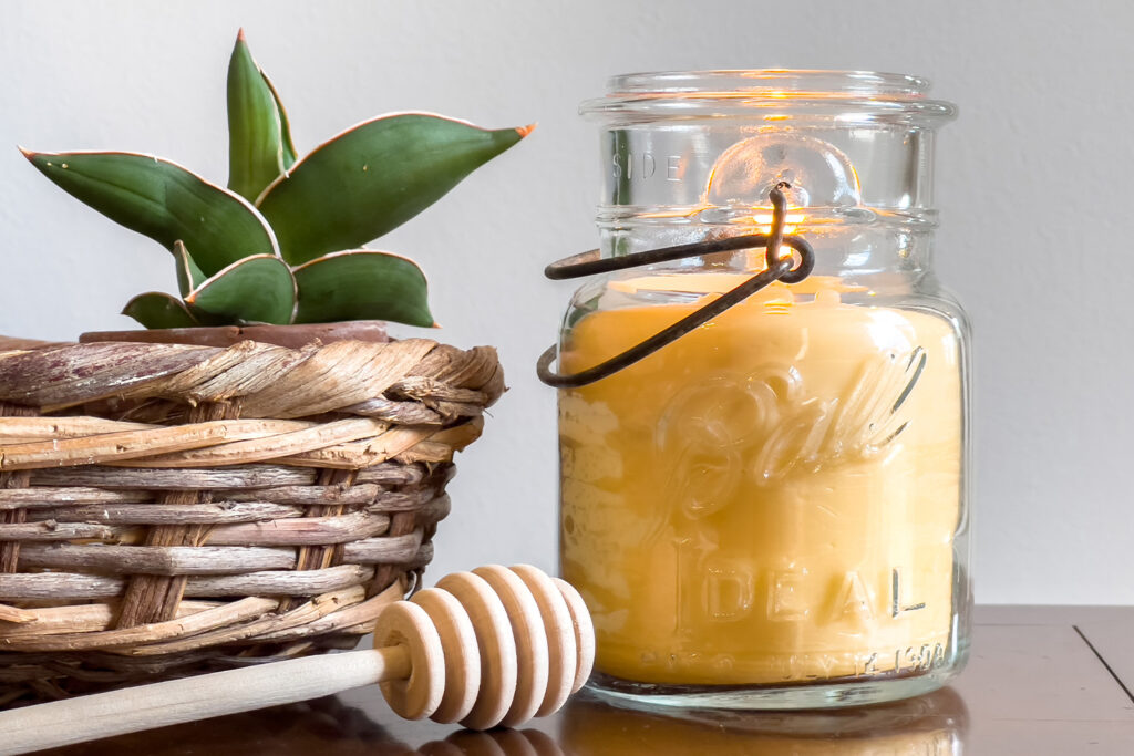 how to make beeswax candles on a side table