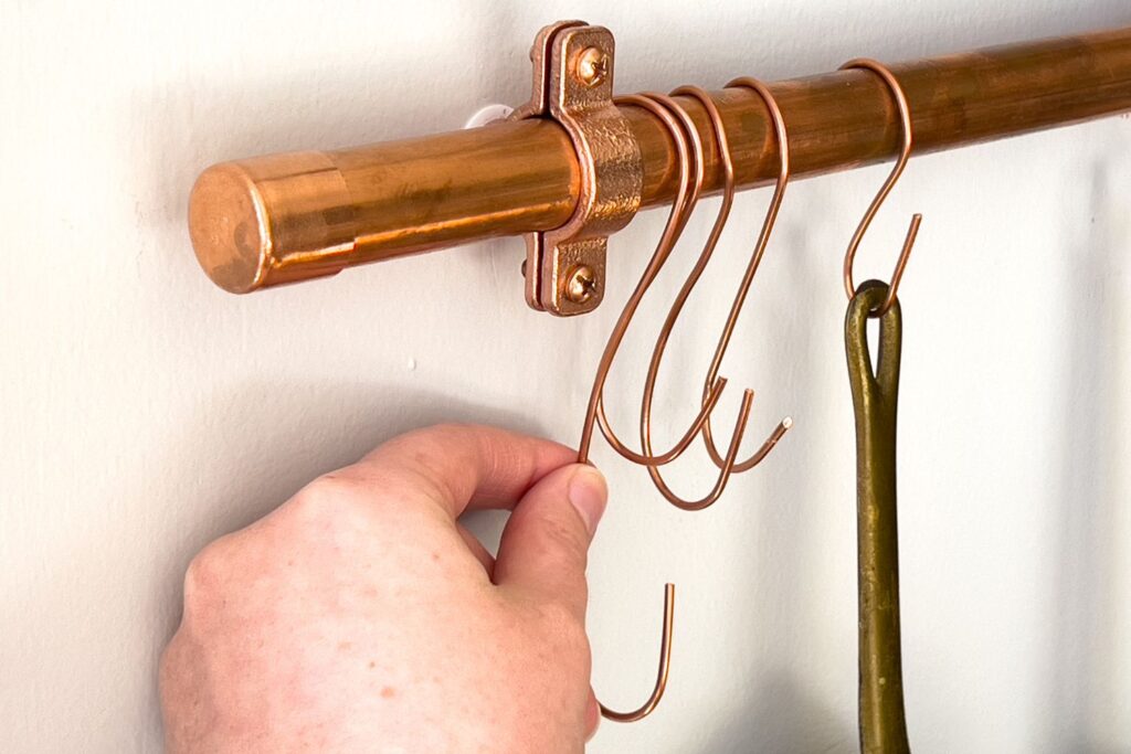 decorating with copper pot rack