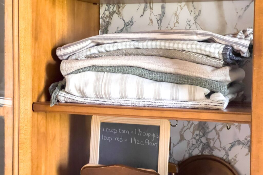 stack of linens for the farmhouse