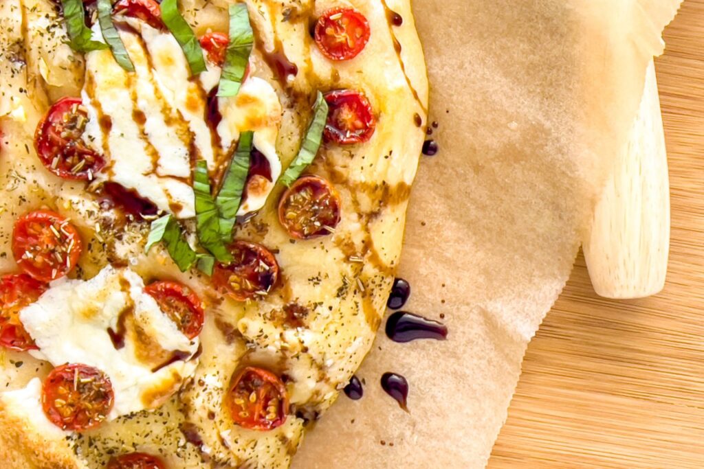 Homemade sourdough focaccia pizza