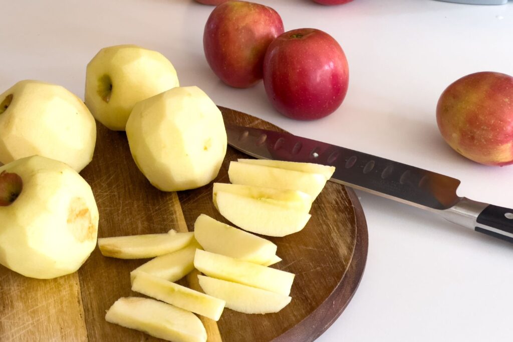 peeling apple for this apple butter recipe