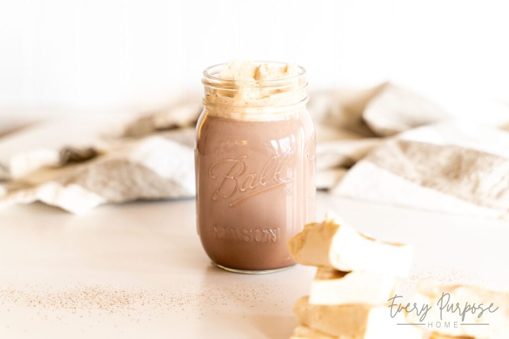 raw milk hot chocolate with cacao powder