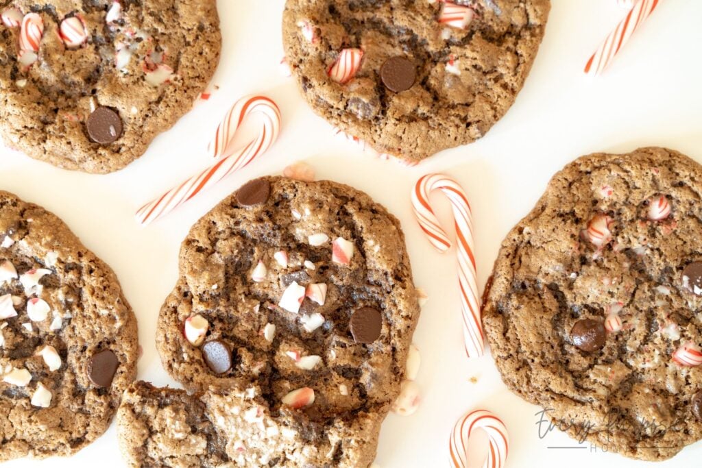 chocolate peppermint sourdough cookies