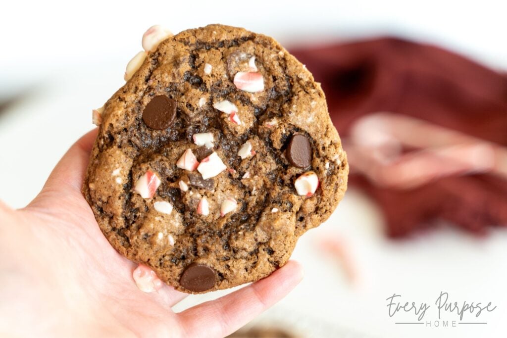 sourdough discard peppermint chocolate chip cookies
