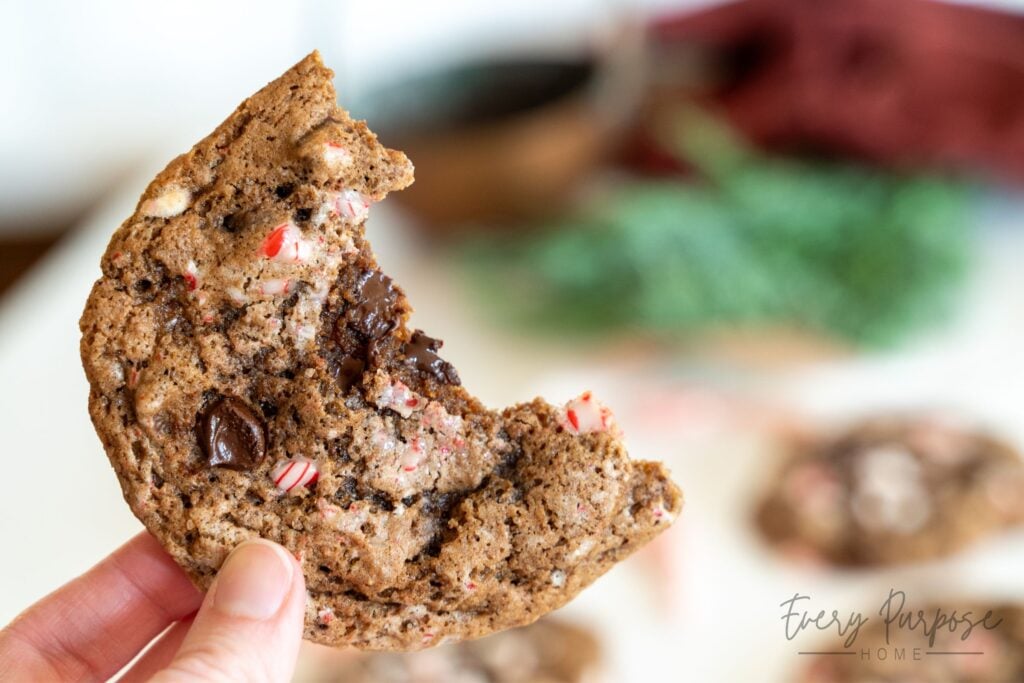the best peppermint chocolate sourdough cookies