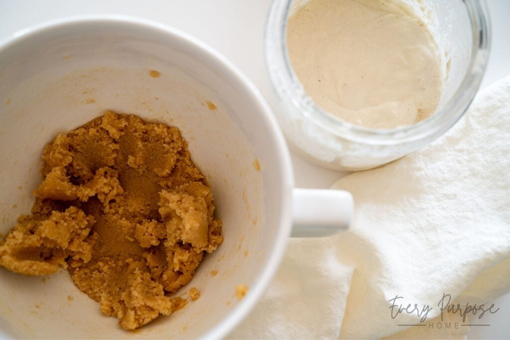 creaming butter and sugar for sourdough cookies