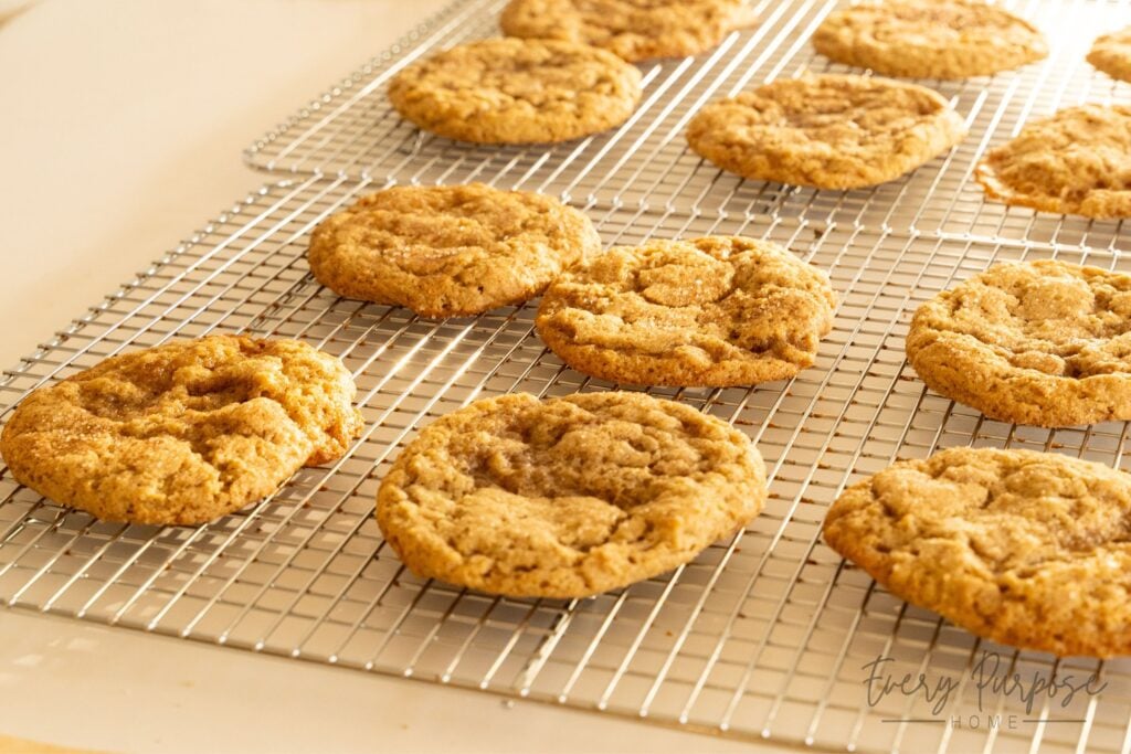 sourdough snickerdoodles on cooling rack