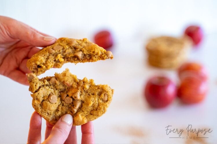 caramel apple sourdough cookies