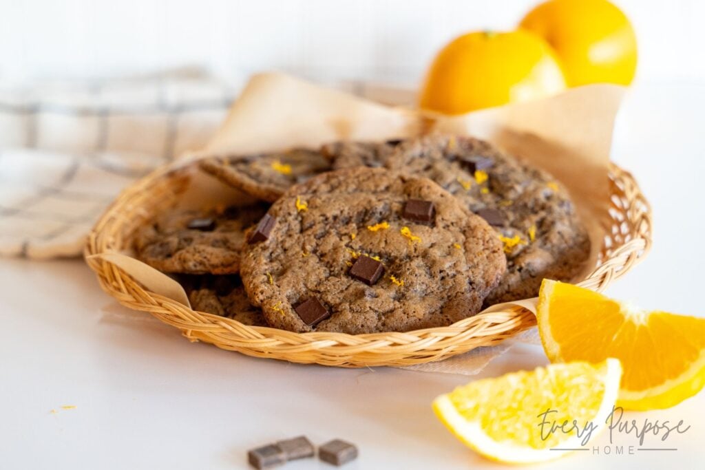 chocolate orange sourdough cookies