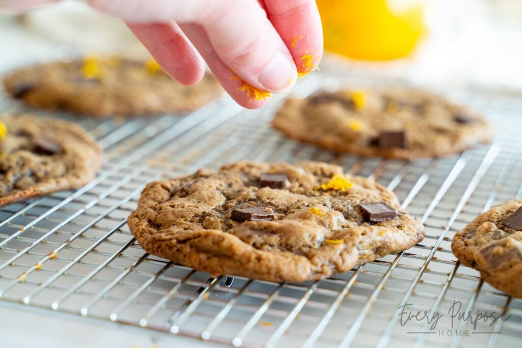 chocolate orange sourdough cookies
