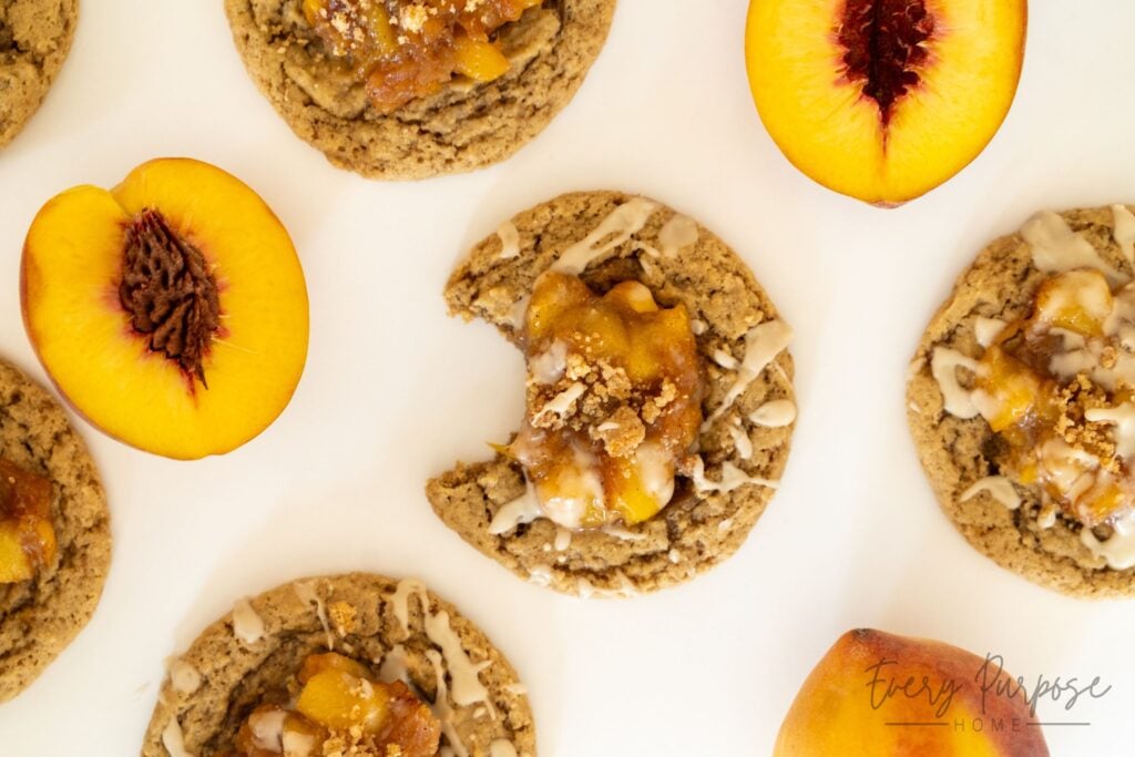 fresh peach cookies with sourdough cookie dough