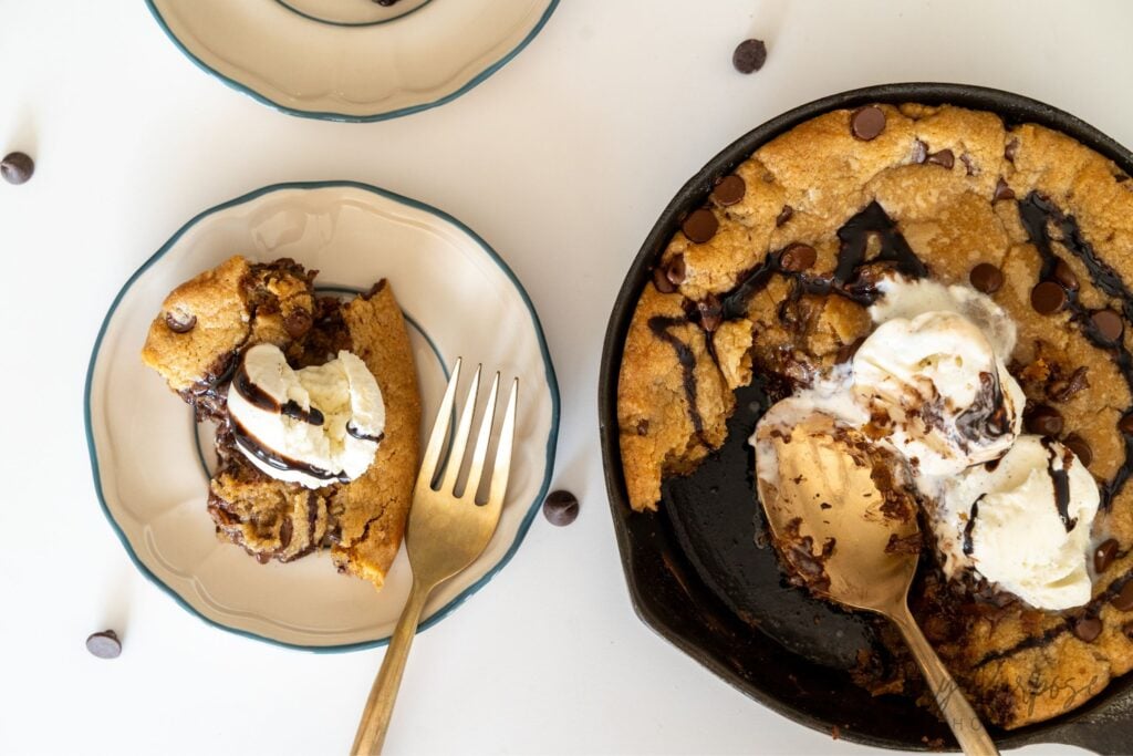 gooey sourdough skillet cookie