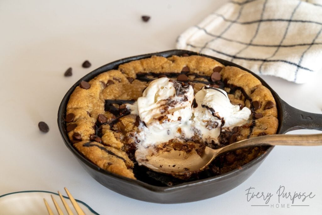 gooey sourdough skillet cookie