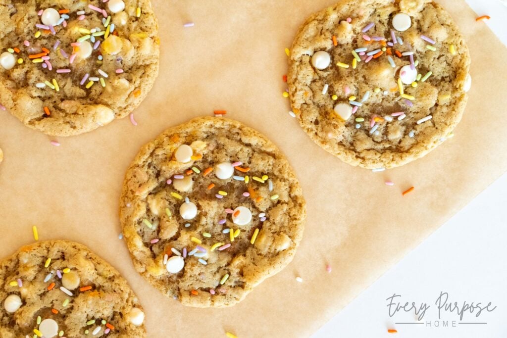 sourdough discard sprinkle cookies birthday cake flavor