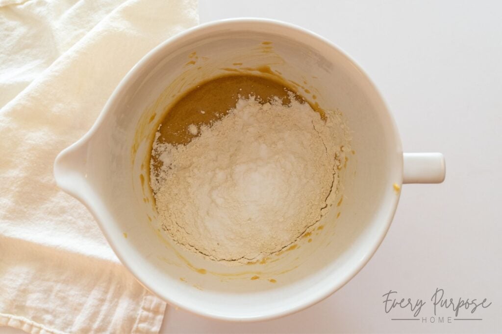 mixing flour into sourdough discard cookies