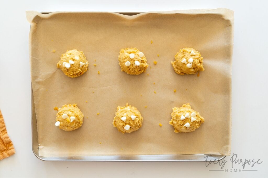 orange creamsicle sourdough cookies before baked