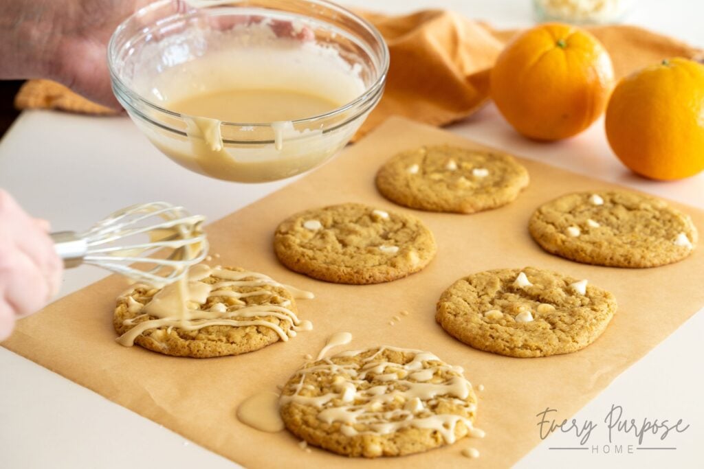 orange creamsicle glaze on sourdough cookies