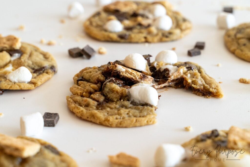 absolute best stuffed sourdough s'mores cookies