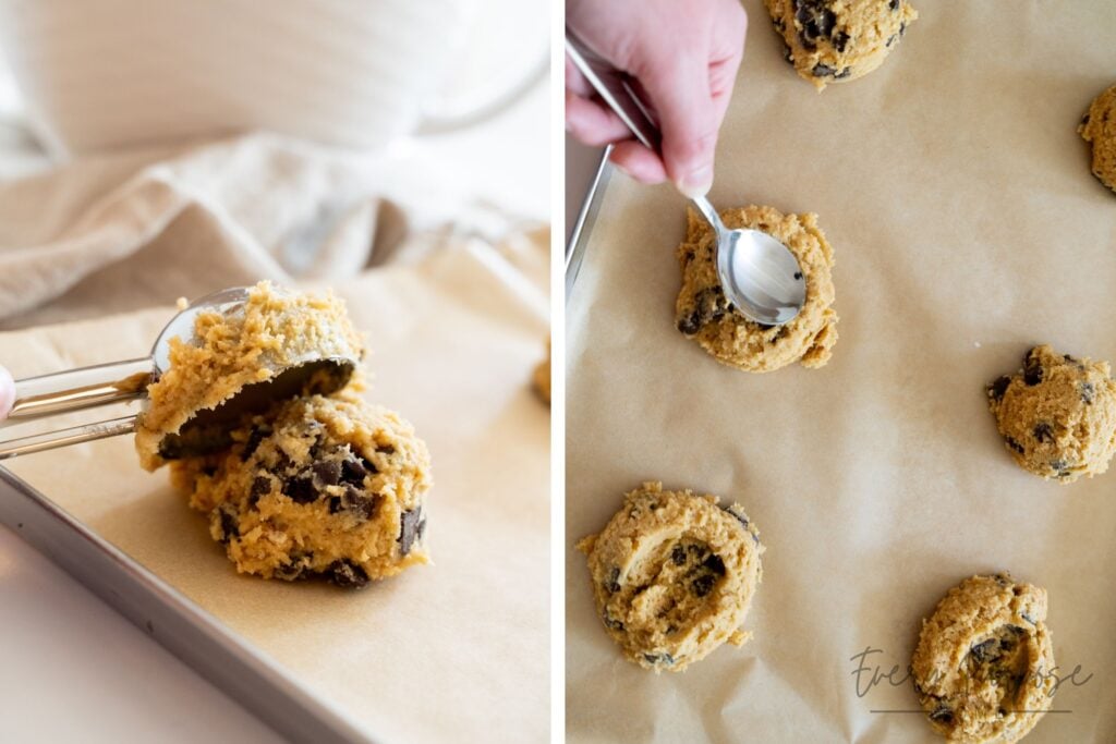scoop and hollow out centers of sourdough s'mores cookies for stuffing