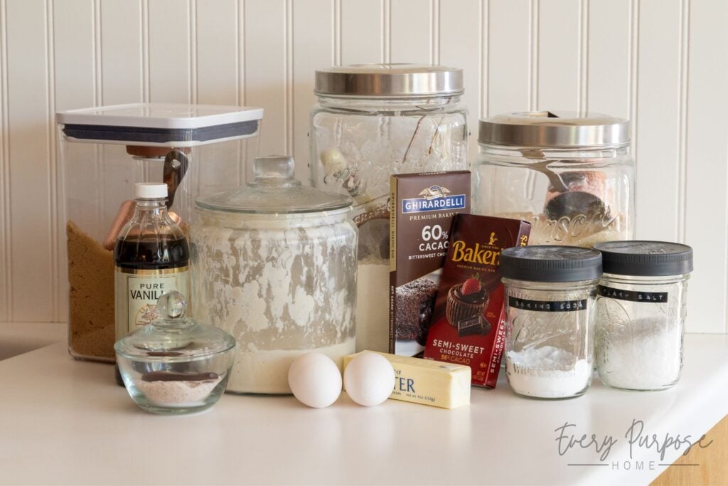 brown butter sourdough chocolate chip cookies ingredients
