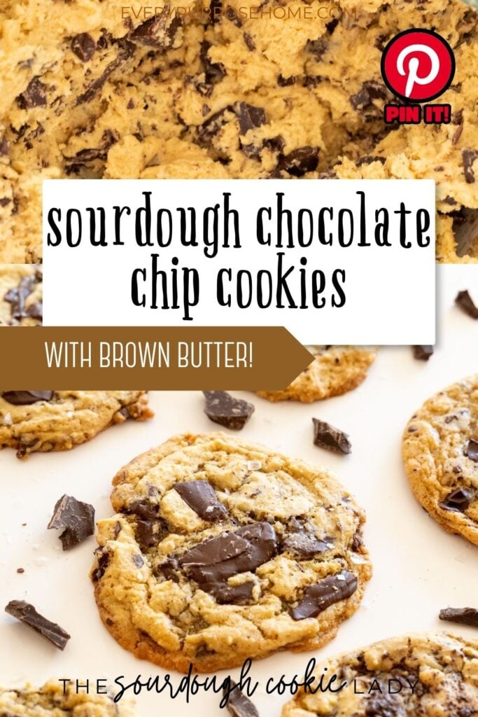brown butter sourdough chocolate chip cookies Pinterest pin