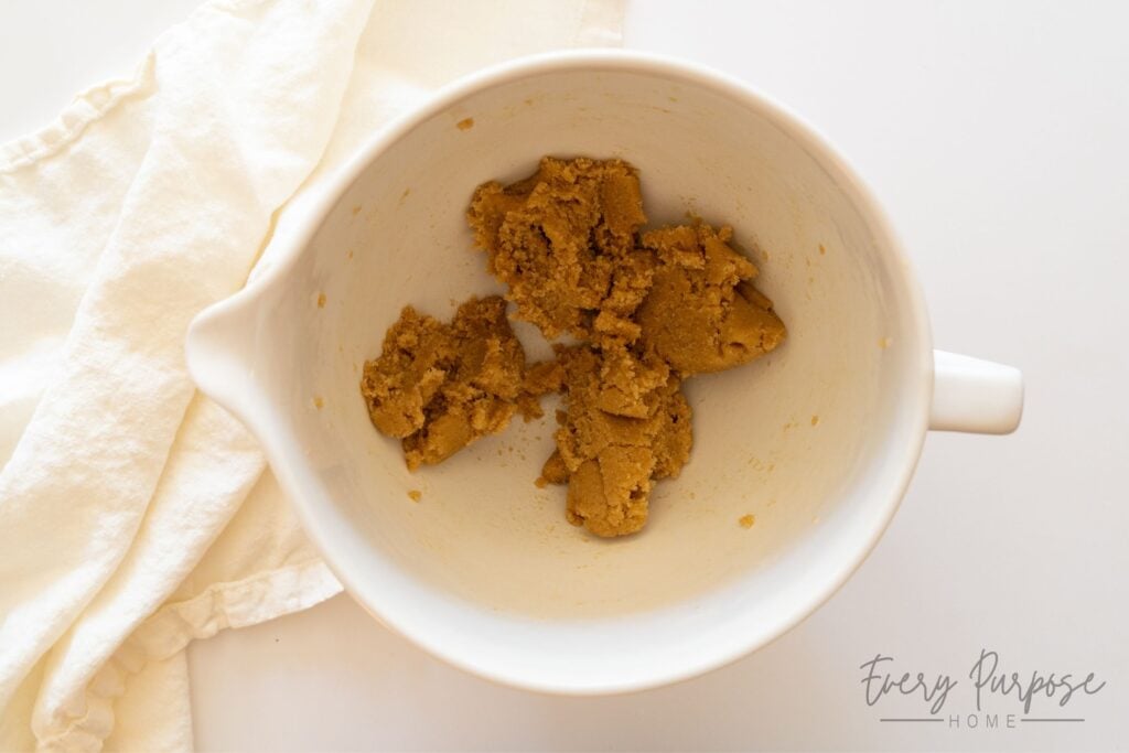 creaming butter and sugars for sourdough cookies