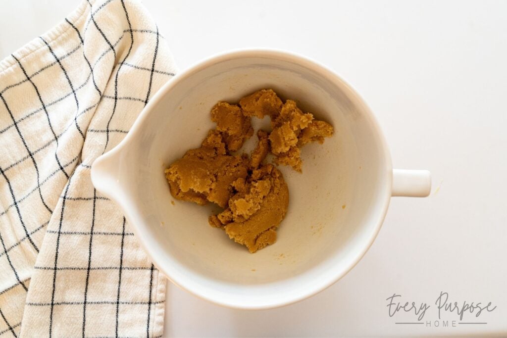 creaming butter and sugars together to make sourdough discard cookies