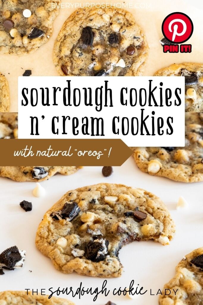 sourdough cookies and cream cookies Pinterest pin