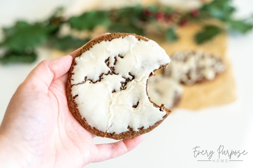 iced soft sourdough gingerbread cookies
