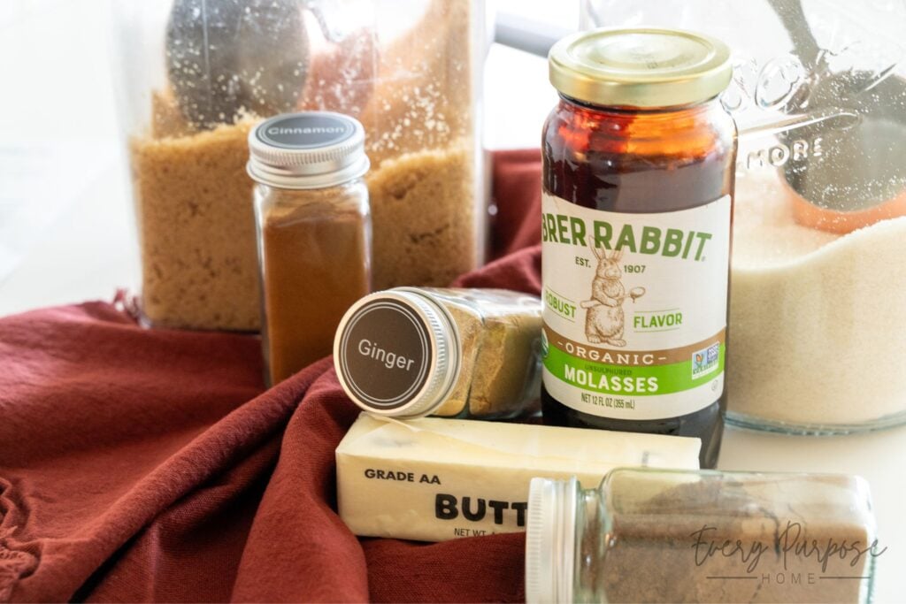 ingredients for sourdough discard gingerbread cookies