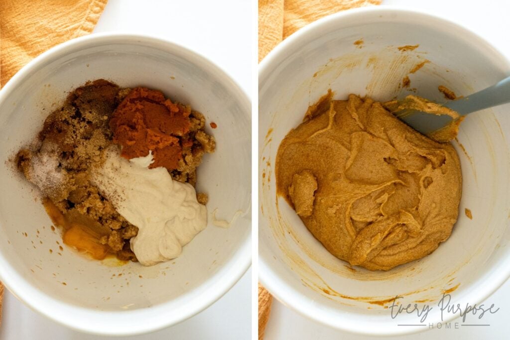 add wet ingredients and pumpkin to sourdough pumpkin cookie recipe