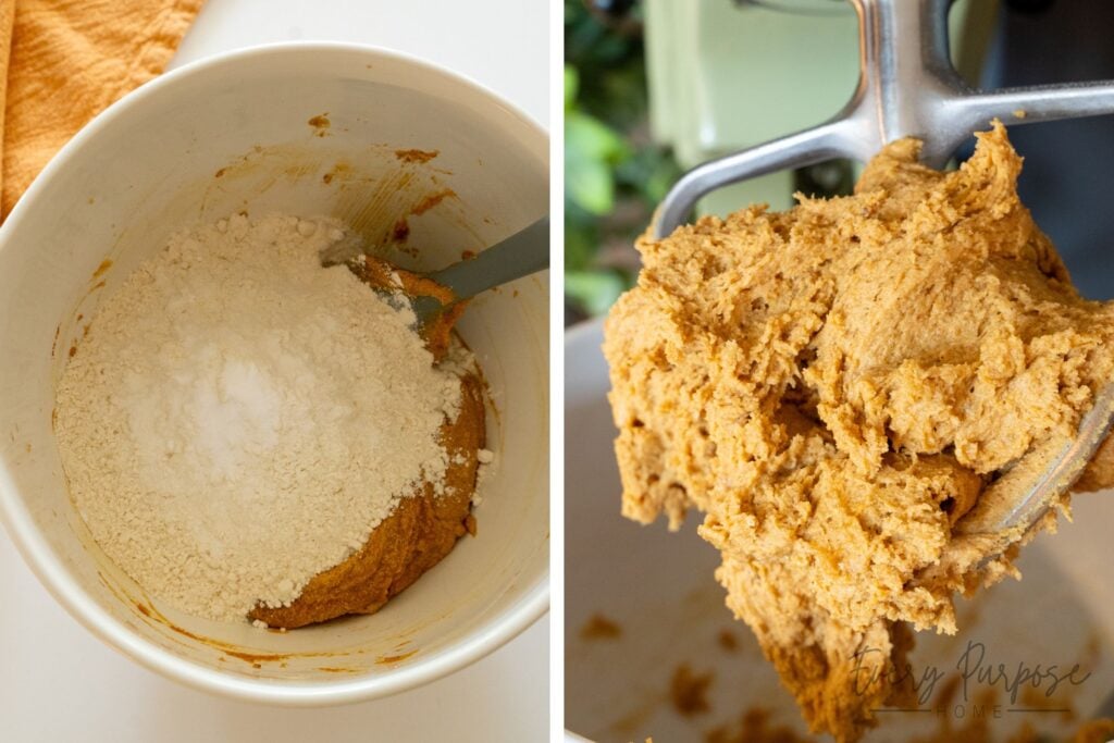 mixing dry ingredients for sourdough pumpkin cookies