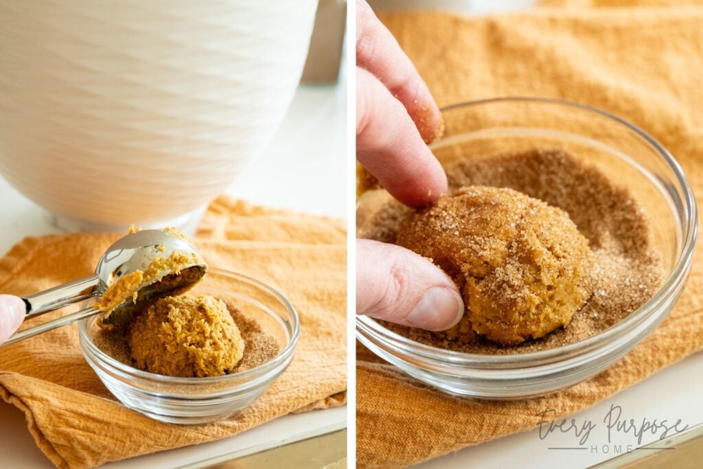 rolling sourdough cookie dough like pumpkin snickerdoodles