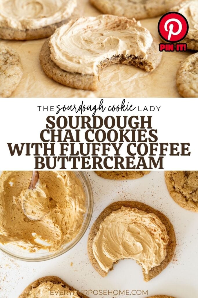 sourdough chai cookies with coffee buttercream Pinterest pin