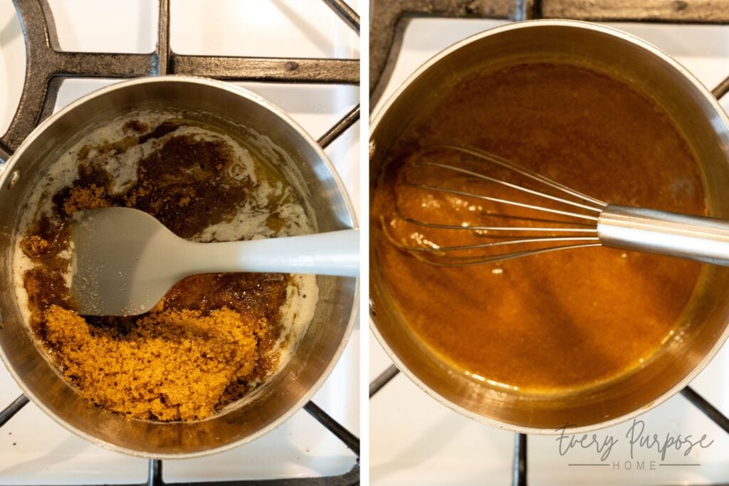 cooking butter and sugar for toffee