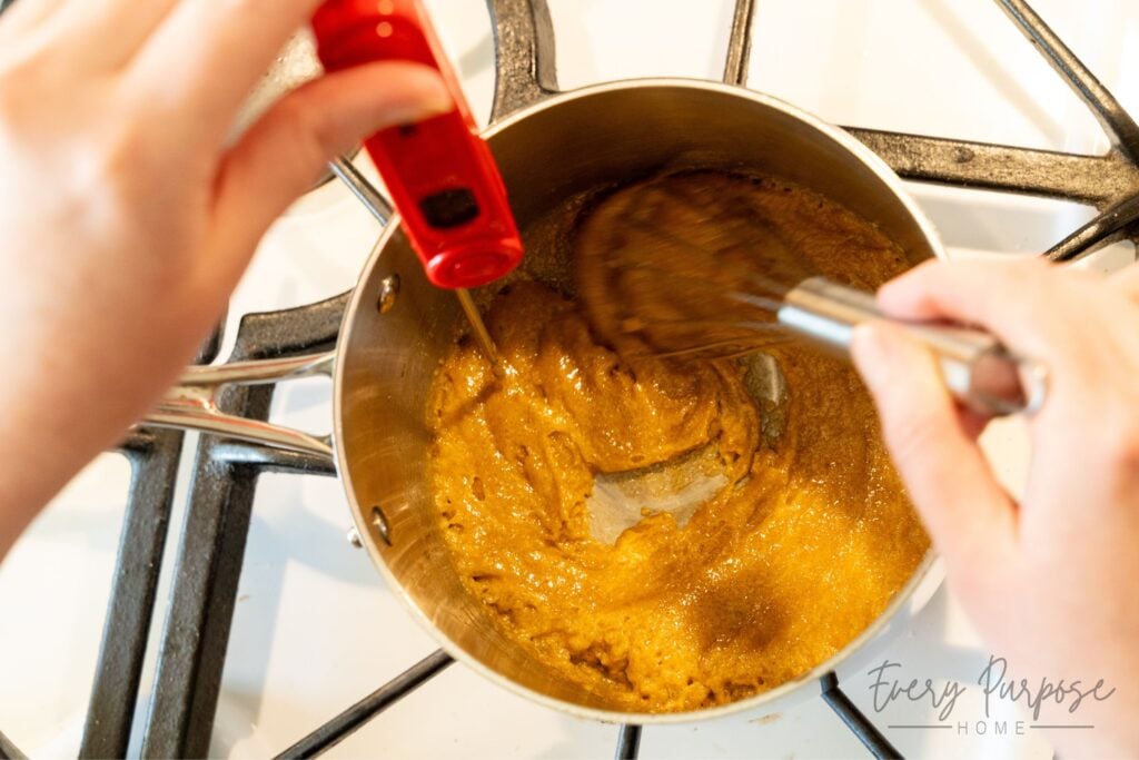 cooking homemade toffee to 300 degrees