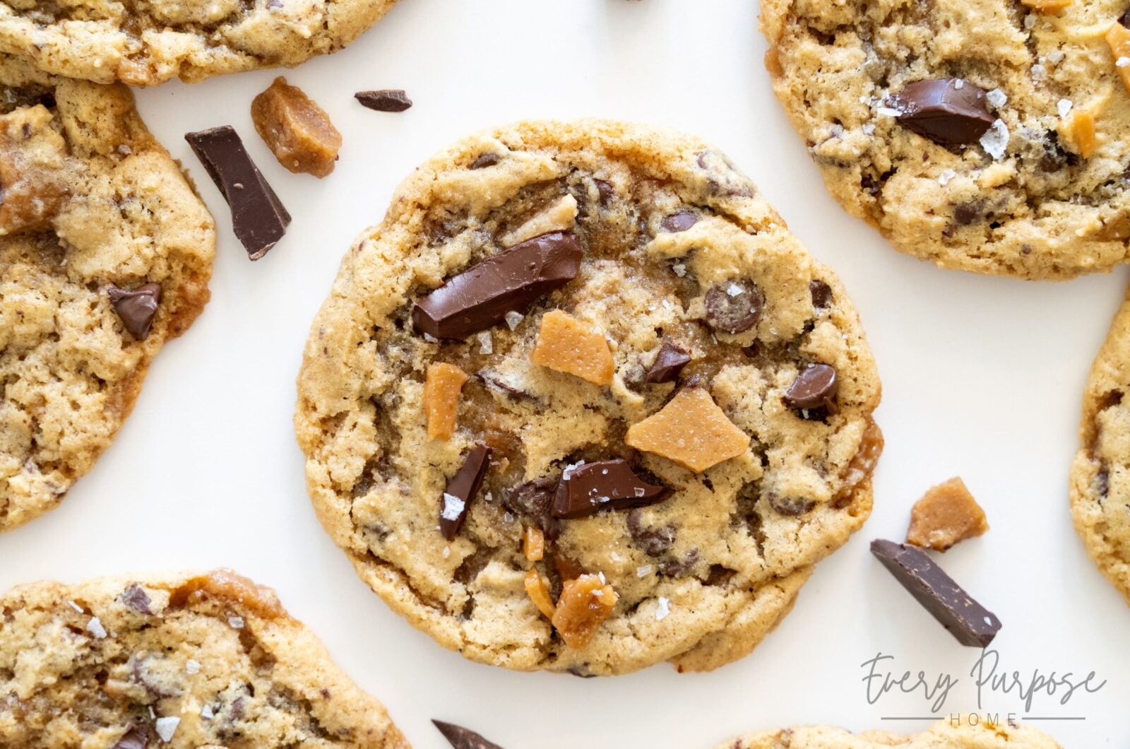 Sourdough Toffee Chocolate Chip Cookies with Brown Butter