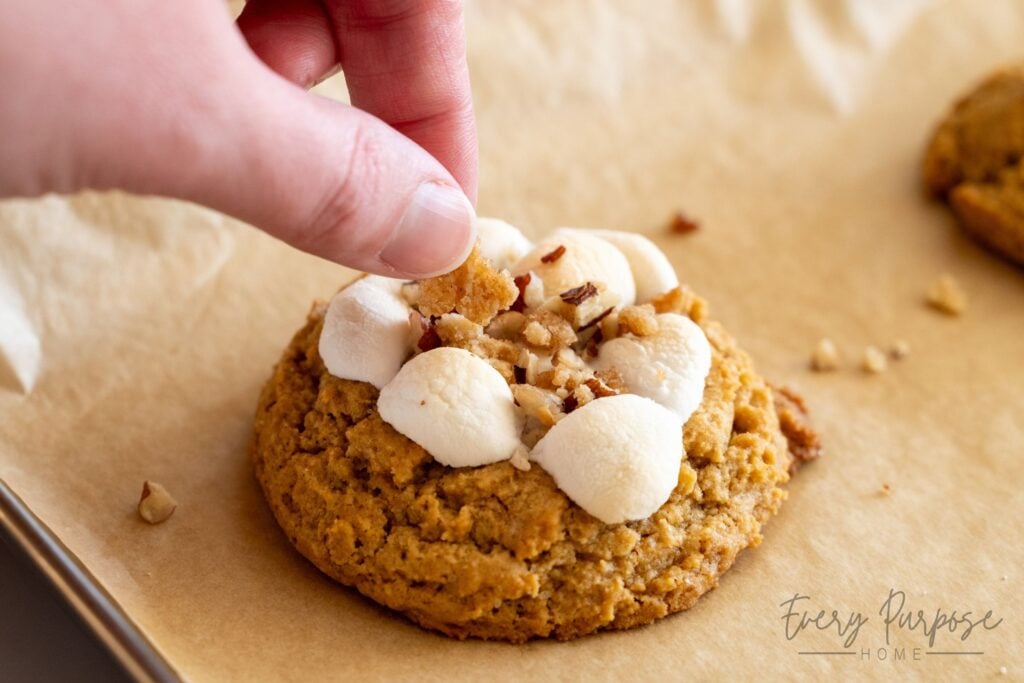 adding pecan streusel to sweet potato casserole cookies recipe