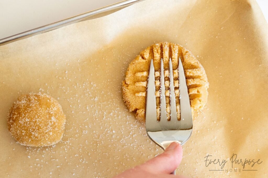 classic sourdough peanut butter cookies with fork marks