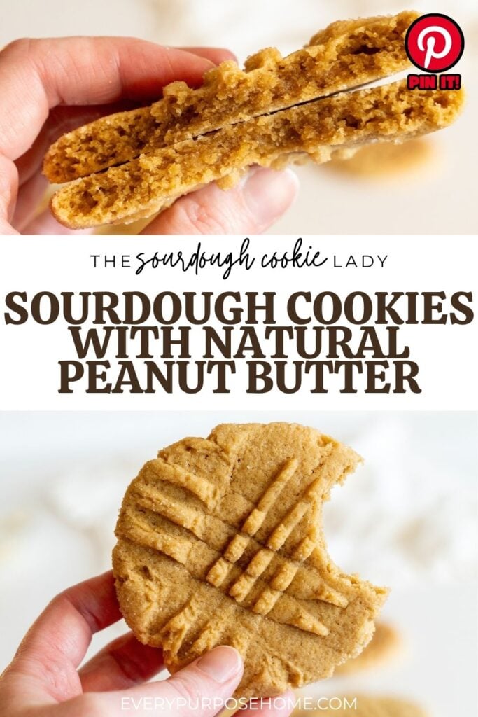 sourdough peanut butter cookies with natural peanut butter Pinterest pin