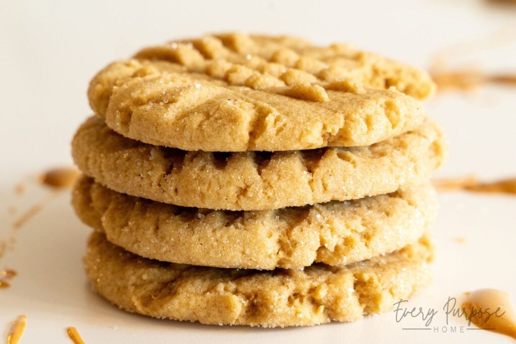 stack of sourdough peanut butter cookies