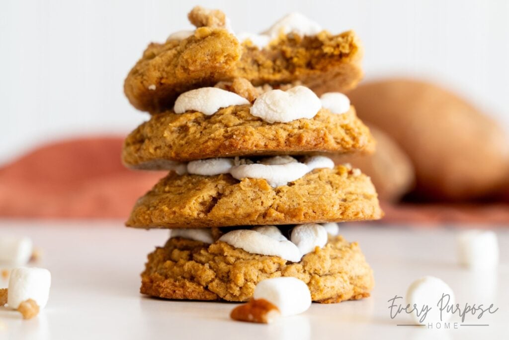 stack of sourdough sweet potato casserole cookies