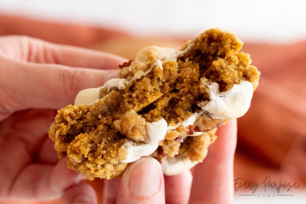 thick sourdough sweet potato cookies broken in half